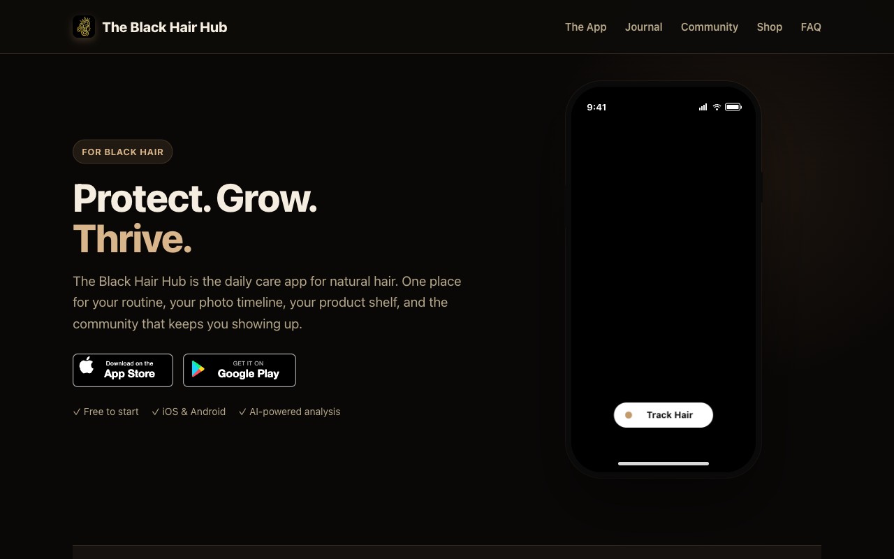 Black Hair Hub website screenshot