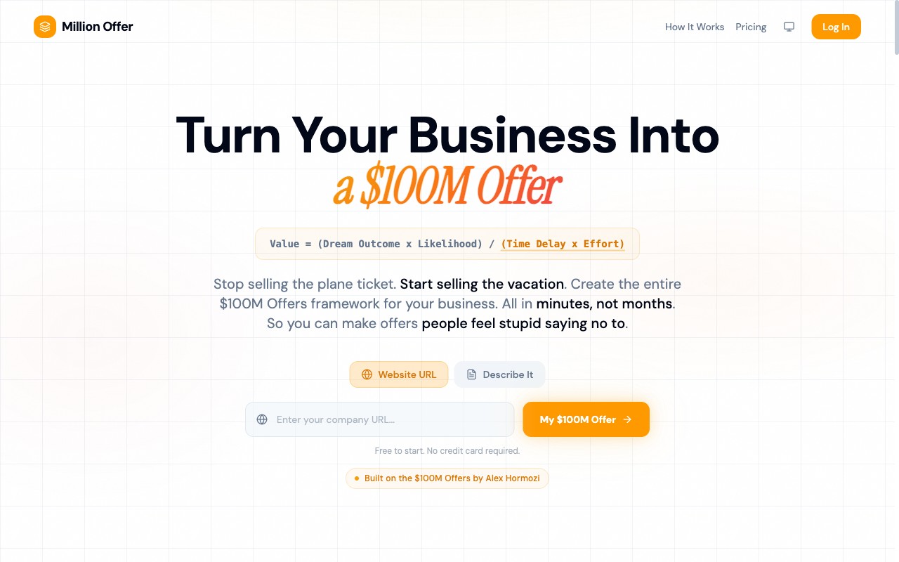 Million Offer website screenshot